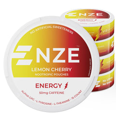NZE Caffeine Nootropic Pouch front view shows energy formula