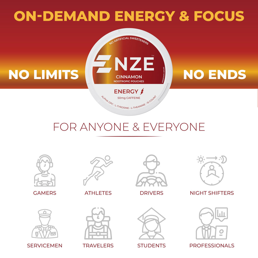 NZE Cinnamon ingredients label highlights premium nootropics.