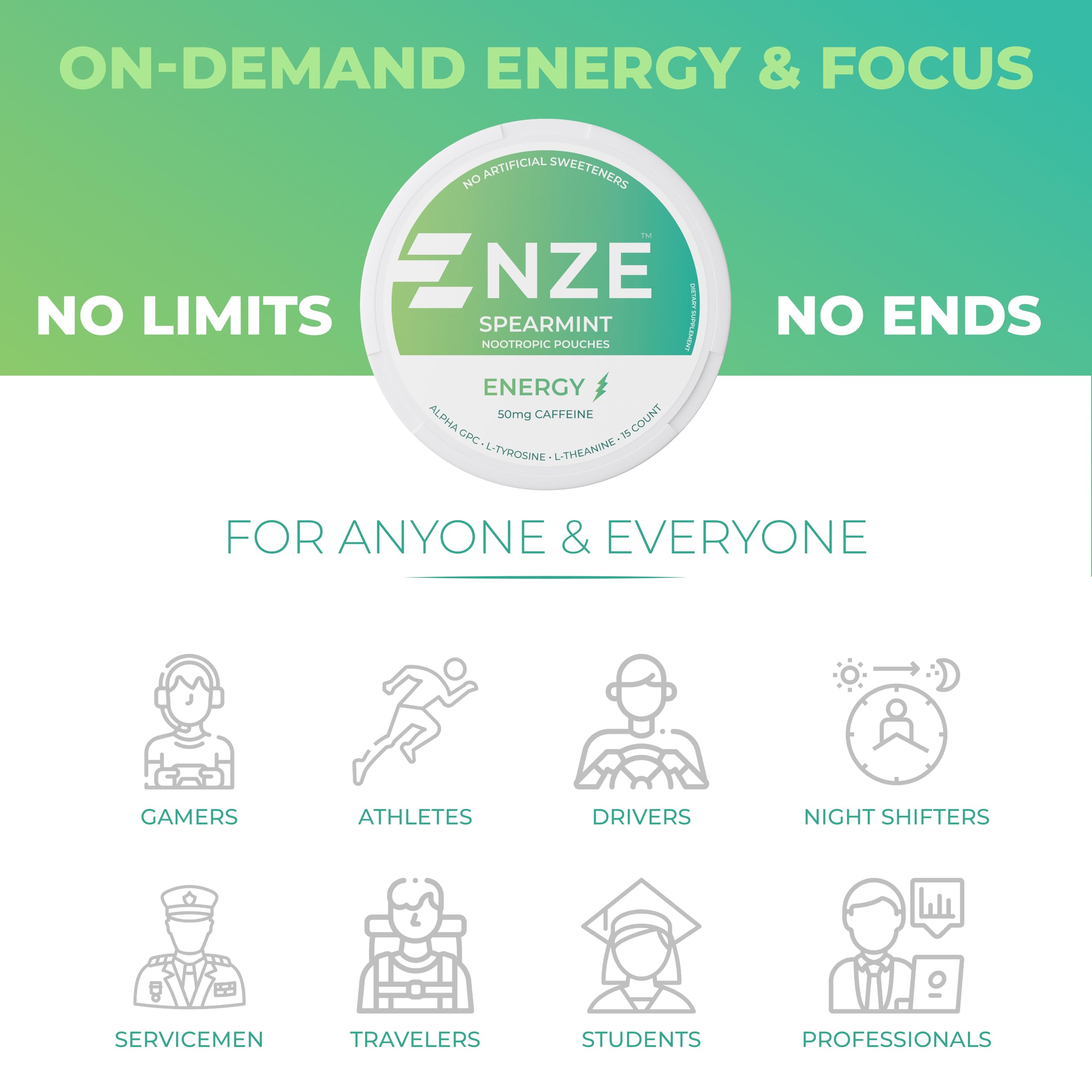 NZE Caffeine Nootropic Pouches blend L-Theanine for smoother energy