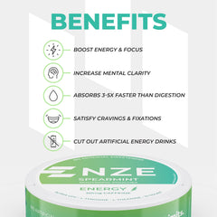 NZE ingredients graphic highlighting caffeine and nootropic blend