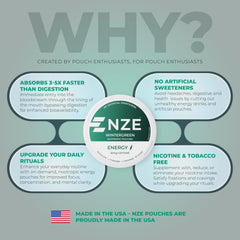 NZE ingredients panel featuring Alpha GPC, L-Theanine, and L-Tyrosine