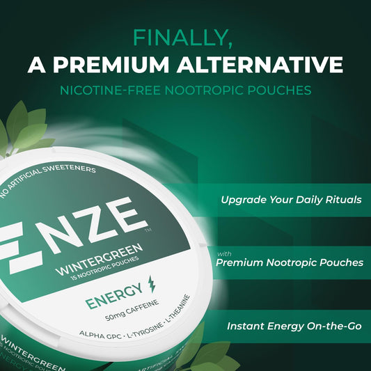 NZE Wintergreen pouch close-up showing flavor and texture for quick use