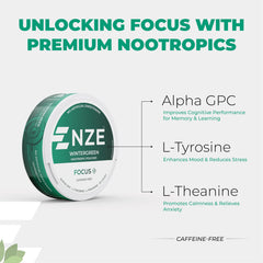 NZE can with Wintergreen pouches, 15 per can for on-the-go focus