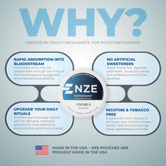 NZE Focus mint flavor with Stevia and Xylitol sweeteners
