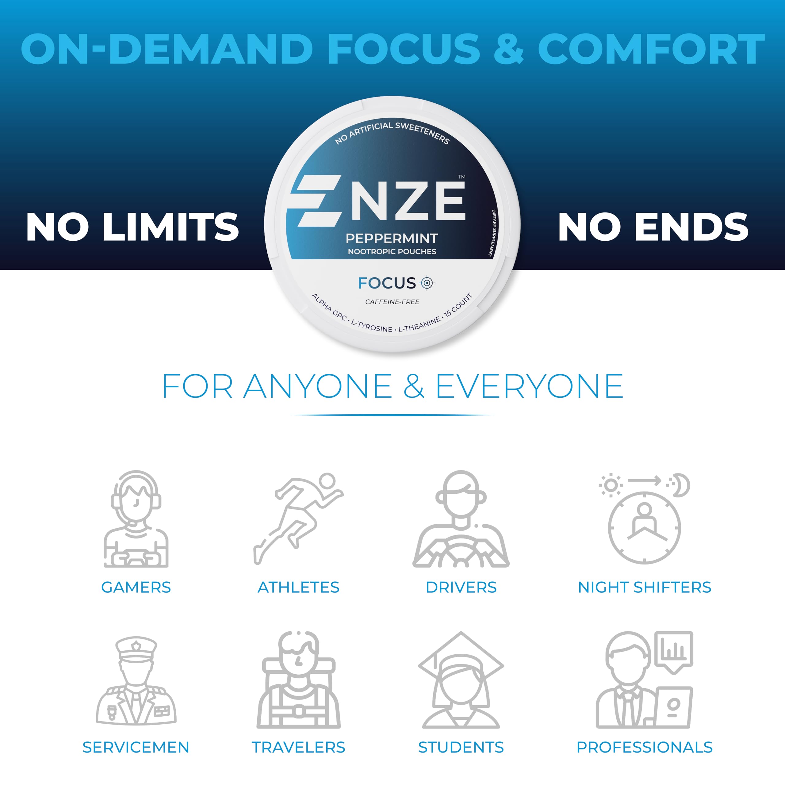 NZE Focus packaging close-up emphasizing premium ingredients