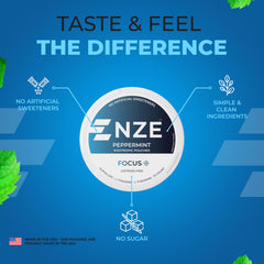 NZE Focus peppermint can showcasing USA-made quality