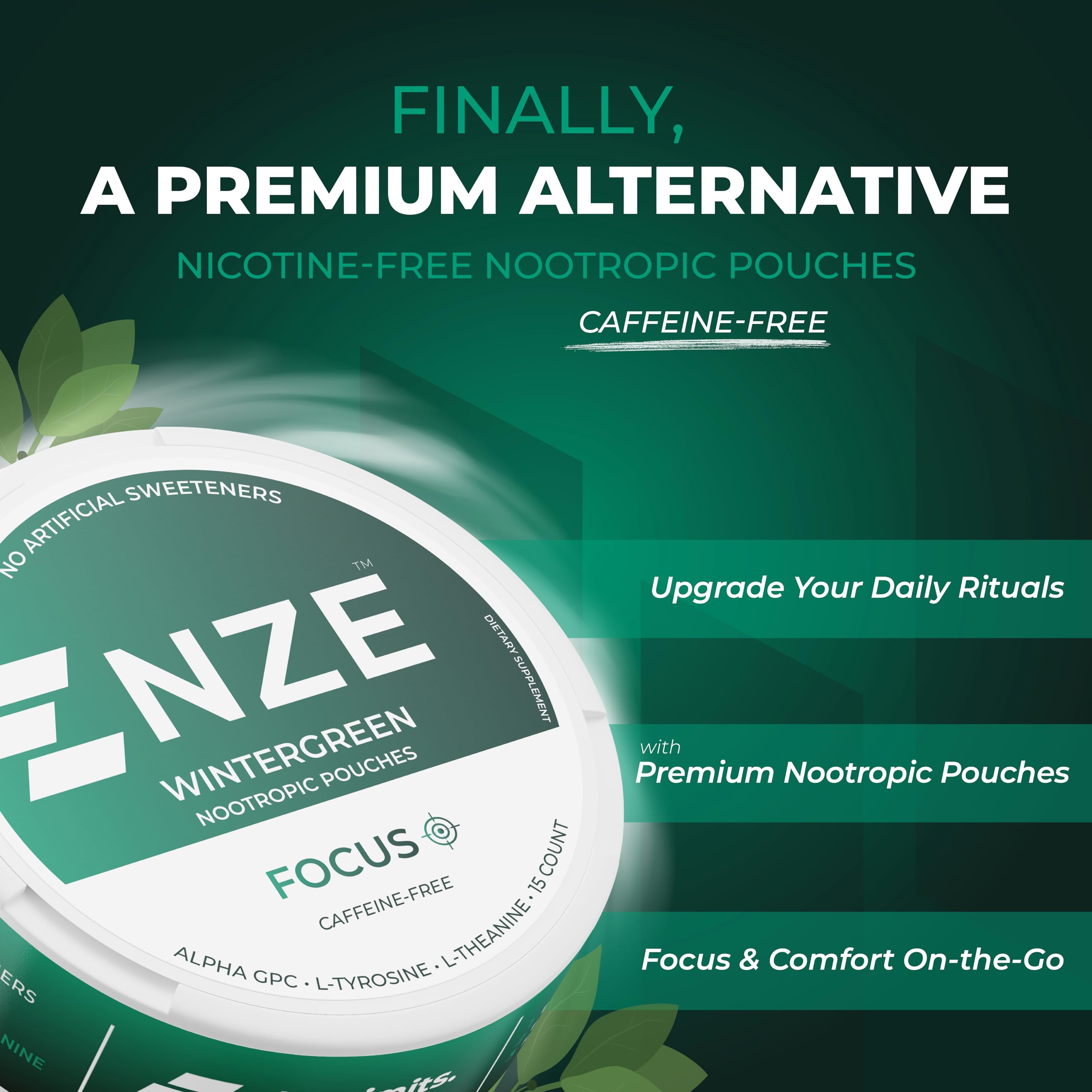 Closeup of NZE Wintergreen pouch texture highlighting smooth, sugar-free delivery