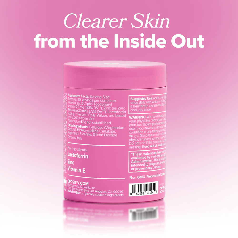O Positiv FLO Acne capsules cruelty-free pack shown, aligning with ethical lifestyle choices