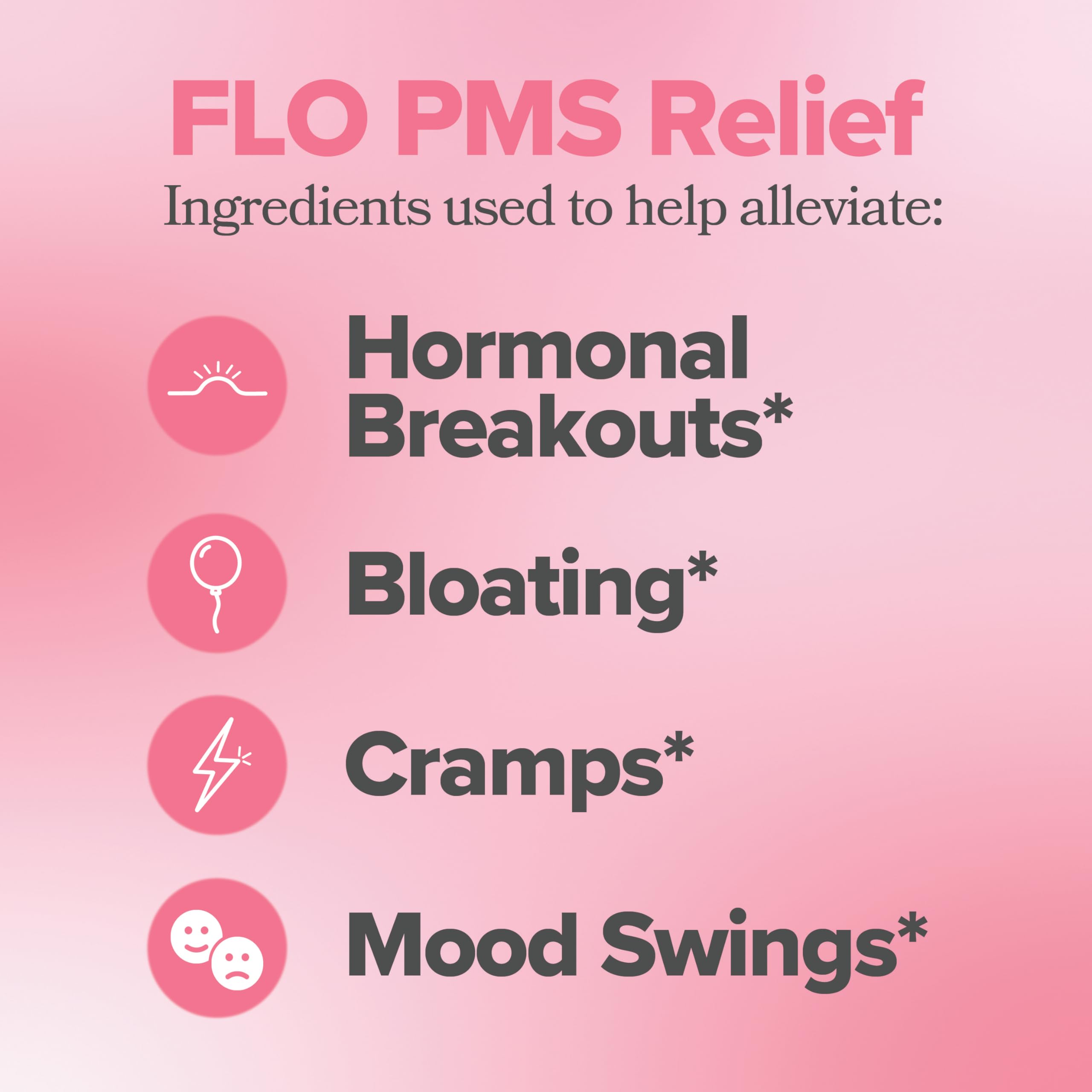 Close-up of FLO PMS gummies showing fruity texture and packaging