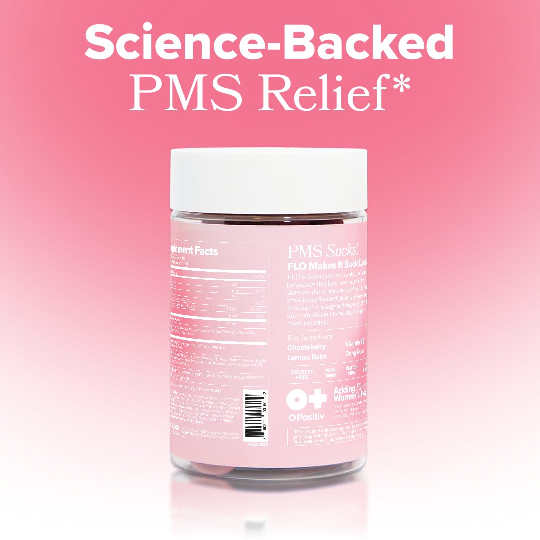 Two FLO PMS gummies bottles in a two-pack