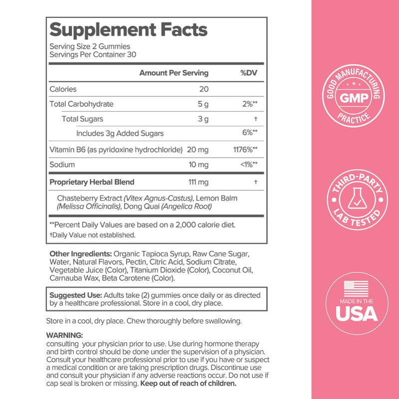 O Positiv FLO PMS Ingredients panel features chasteberry and lemon balm.