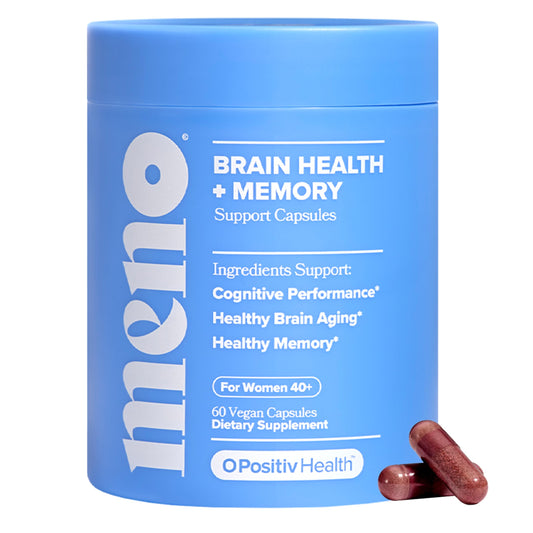O Positiv MENO bottle with capsules for daily brain health support