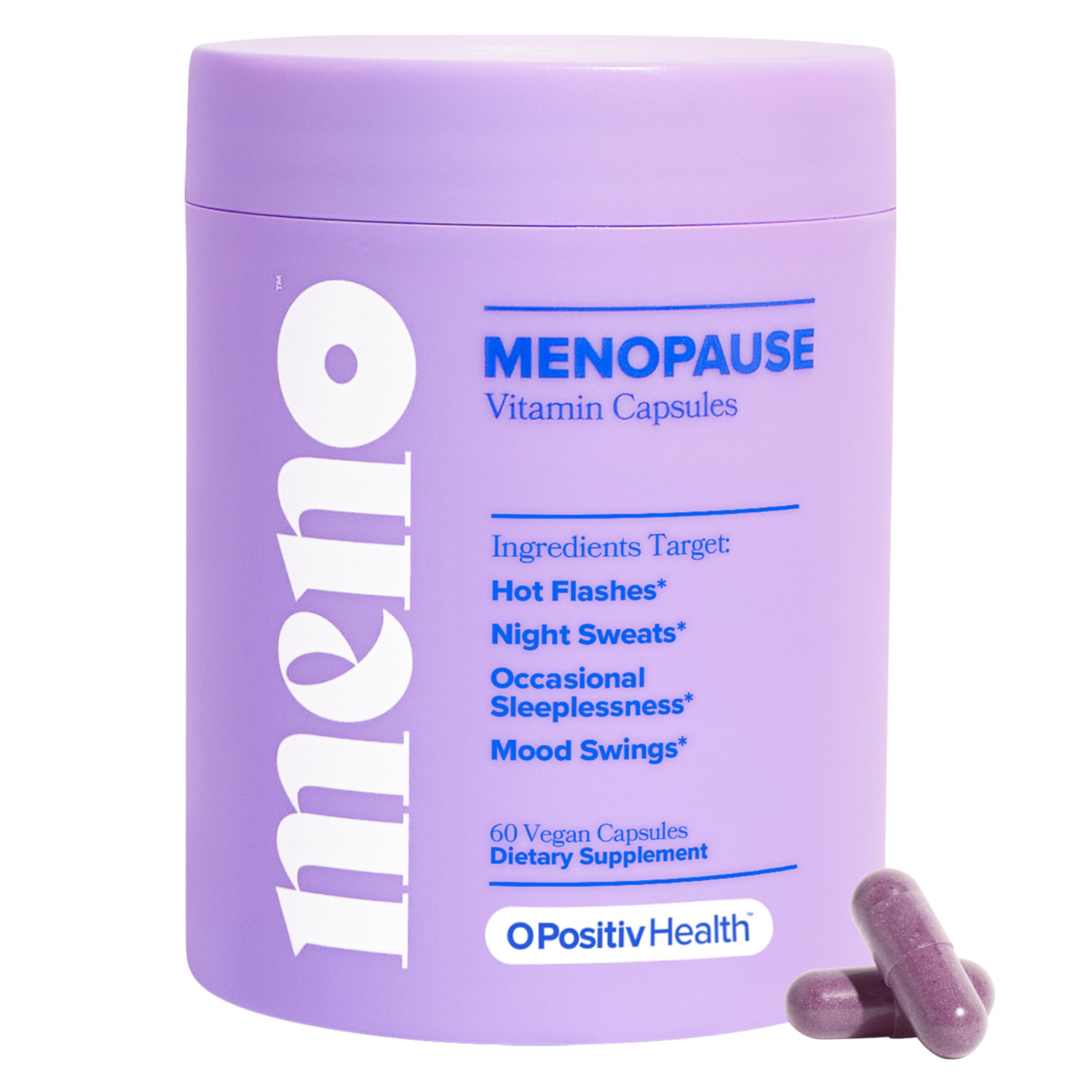 O Positiv MENO capsules bottle for daily menopause support.