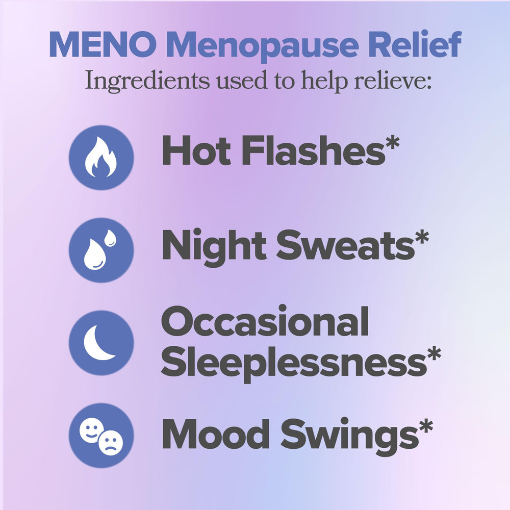 O Positiv MENO capsules close-up highlighting hormone-free relief potential.