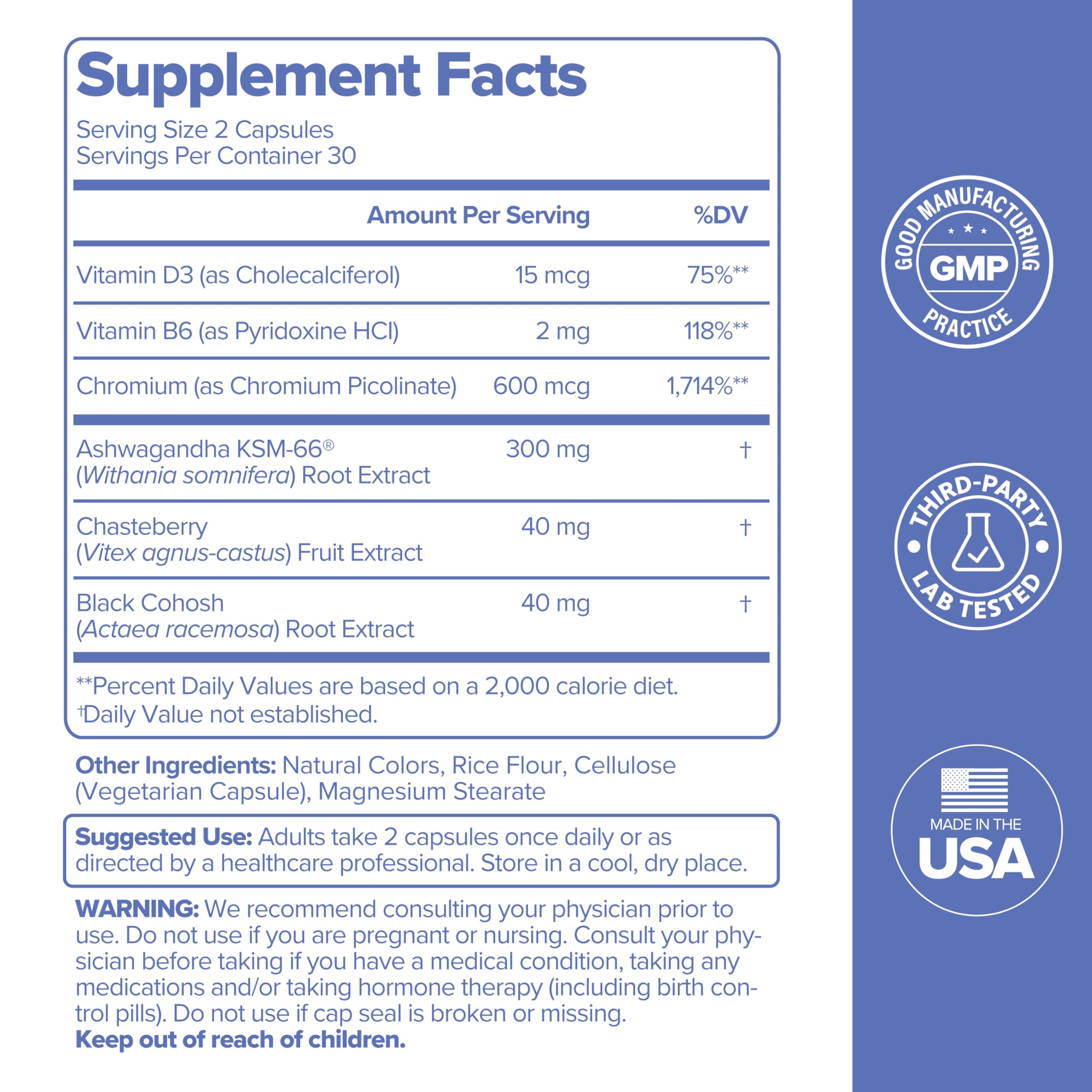O Positiv MENO packaging shows chasteberry ingredient.