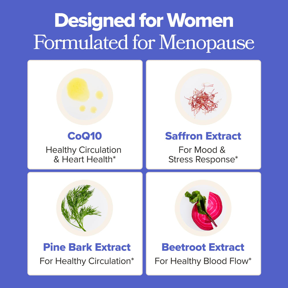 O Positiv MENO CoQ10 saffron ingredient highlights cardiovascular function