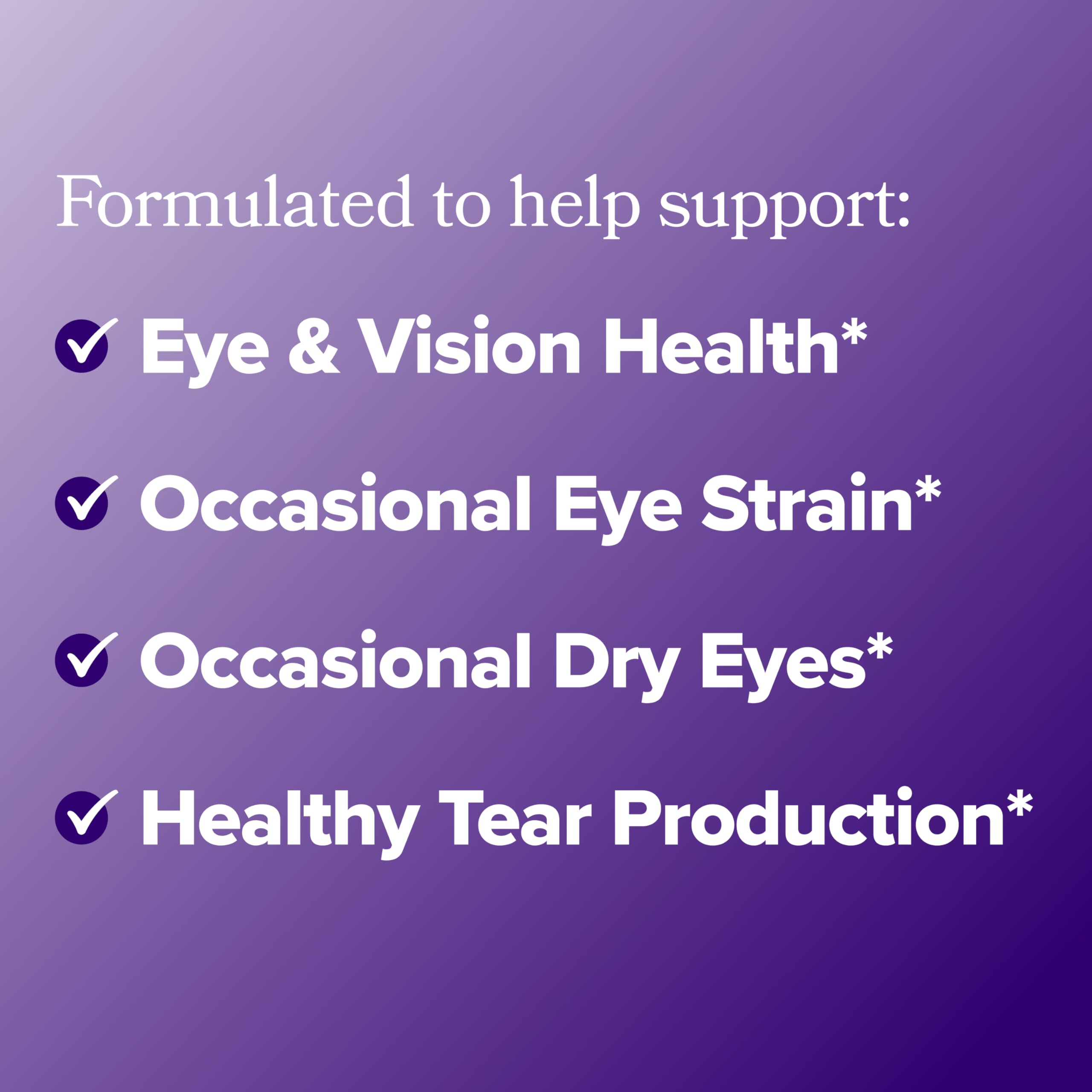 O Positiv MENO Eye Health capsules being poured for daily intake.