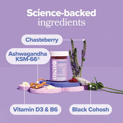 O Positiv MENO ingredients with black cohosh and ashwagandha.