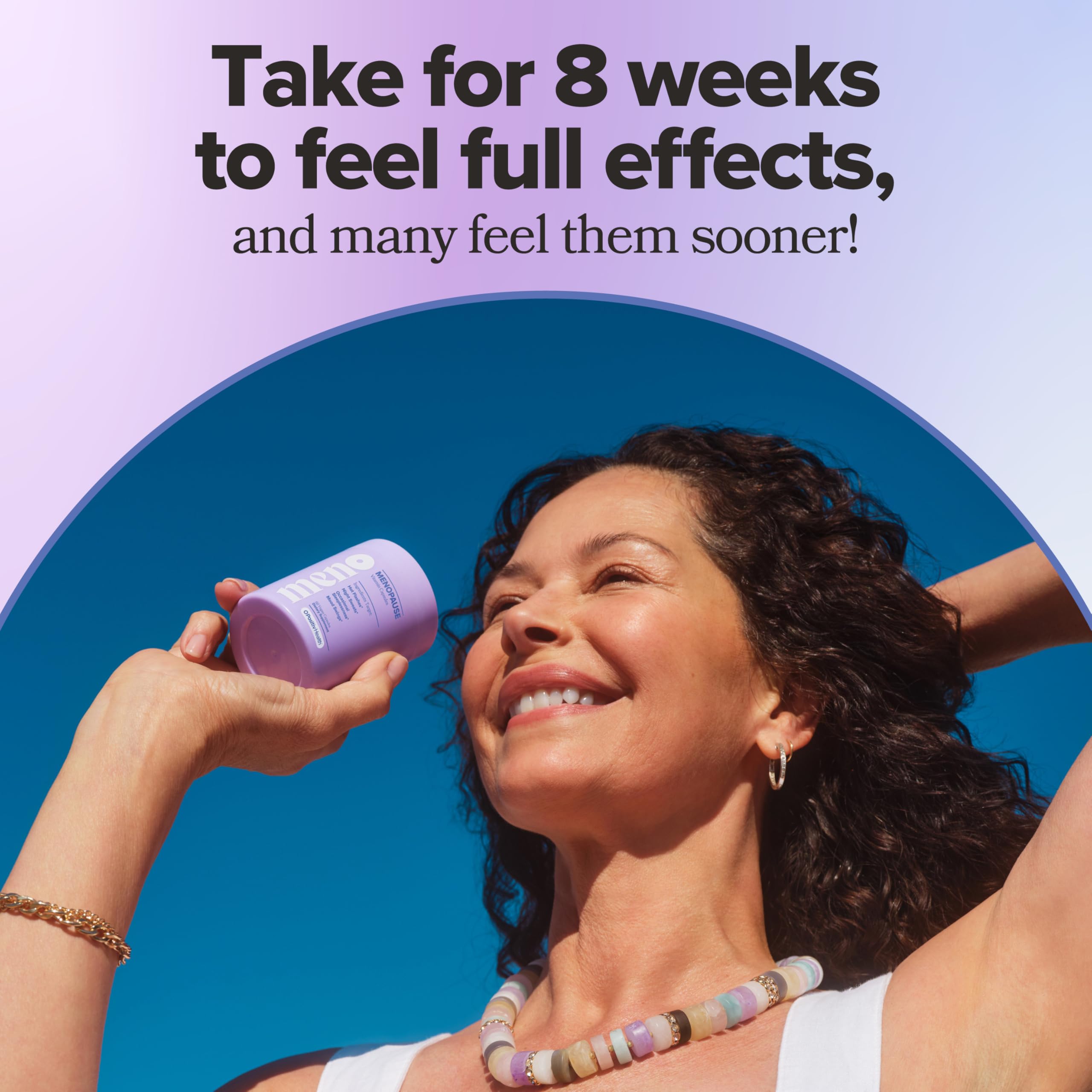 O Positiv MENO label highlights D3 and B6 for daily wellness.
