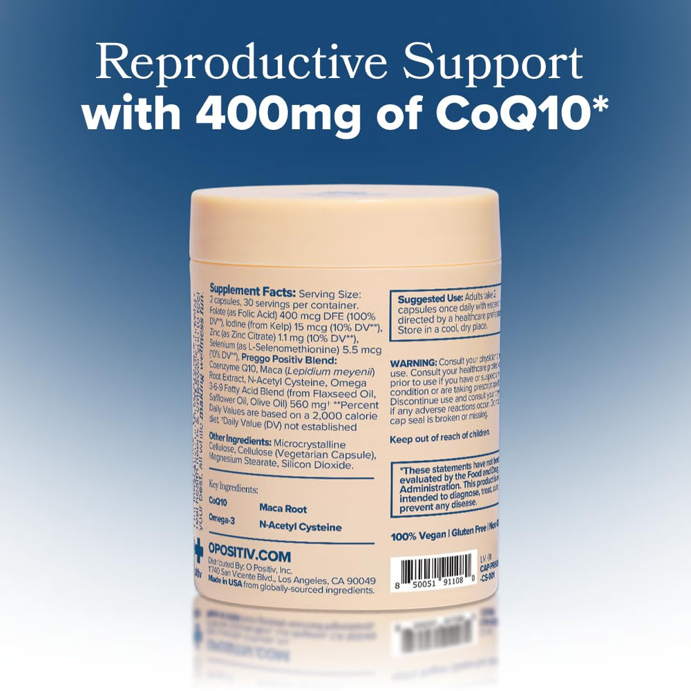 O Positiv Preggo two-a-day dosing illustration for consistent daily use.