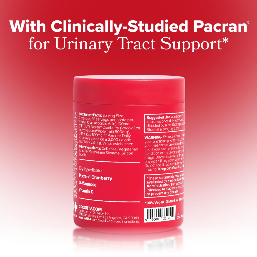 O Positiv URO packaging back label detailing ingredients