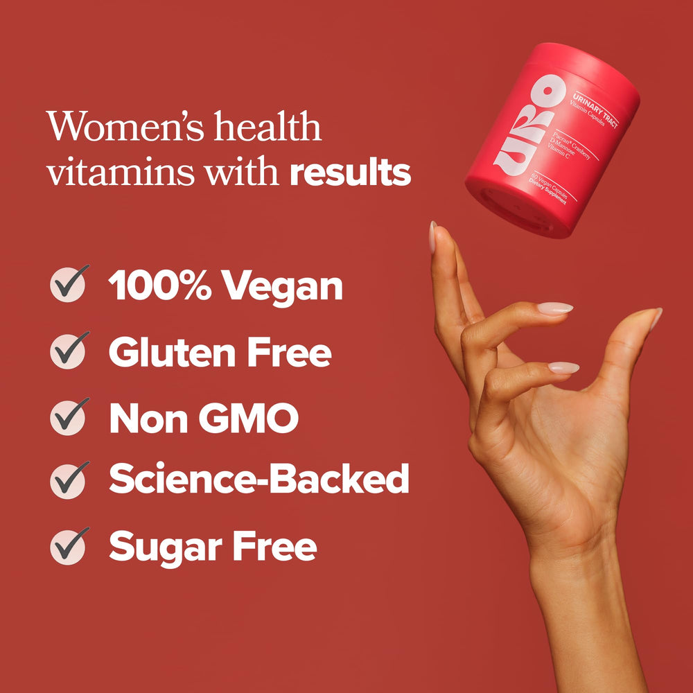 O Positiv URO vegan gluten-free label on bottle for dietary suitability