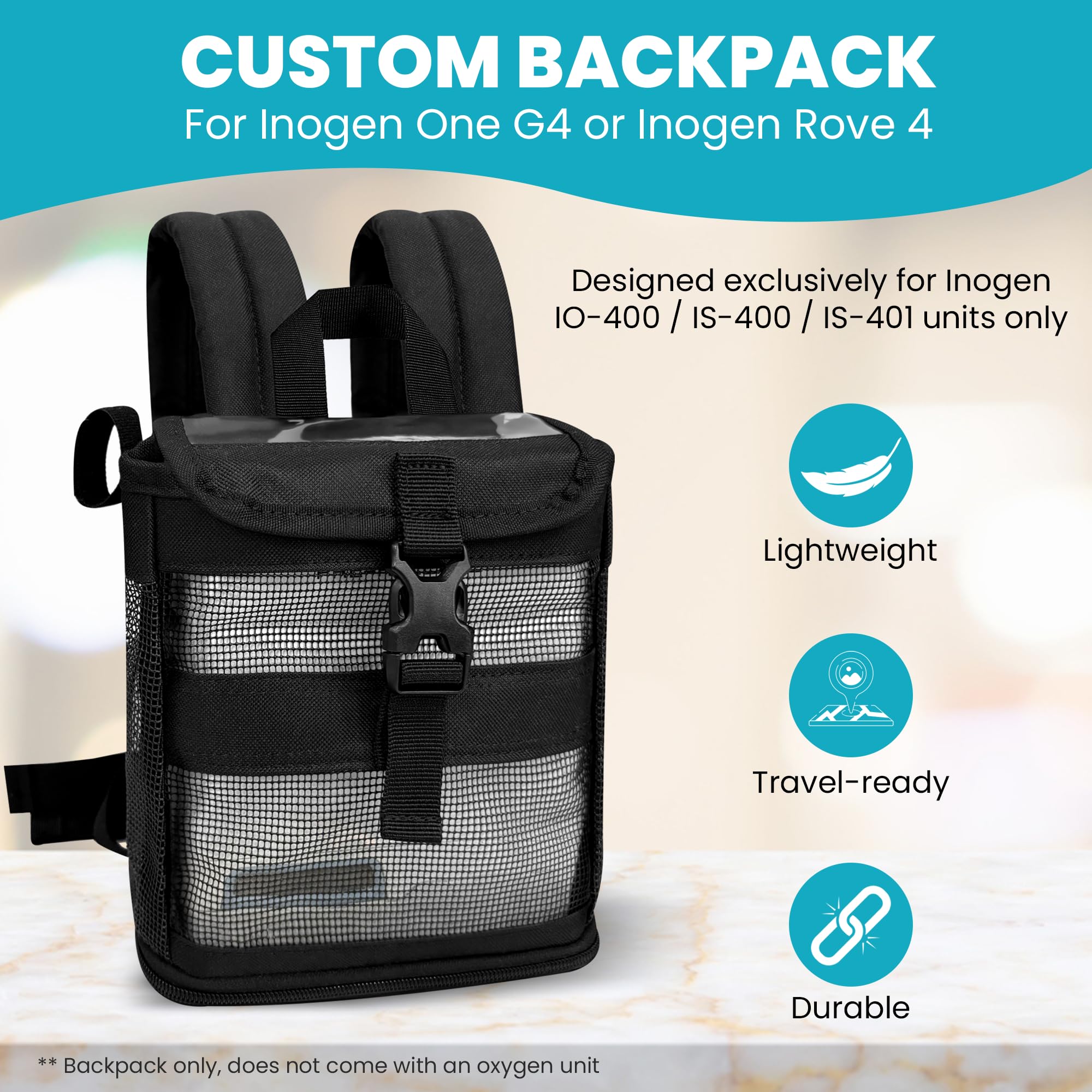 O2TOTES backpack back-access charging hole for convenient power use.