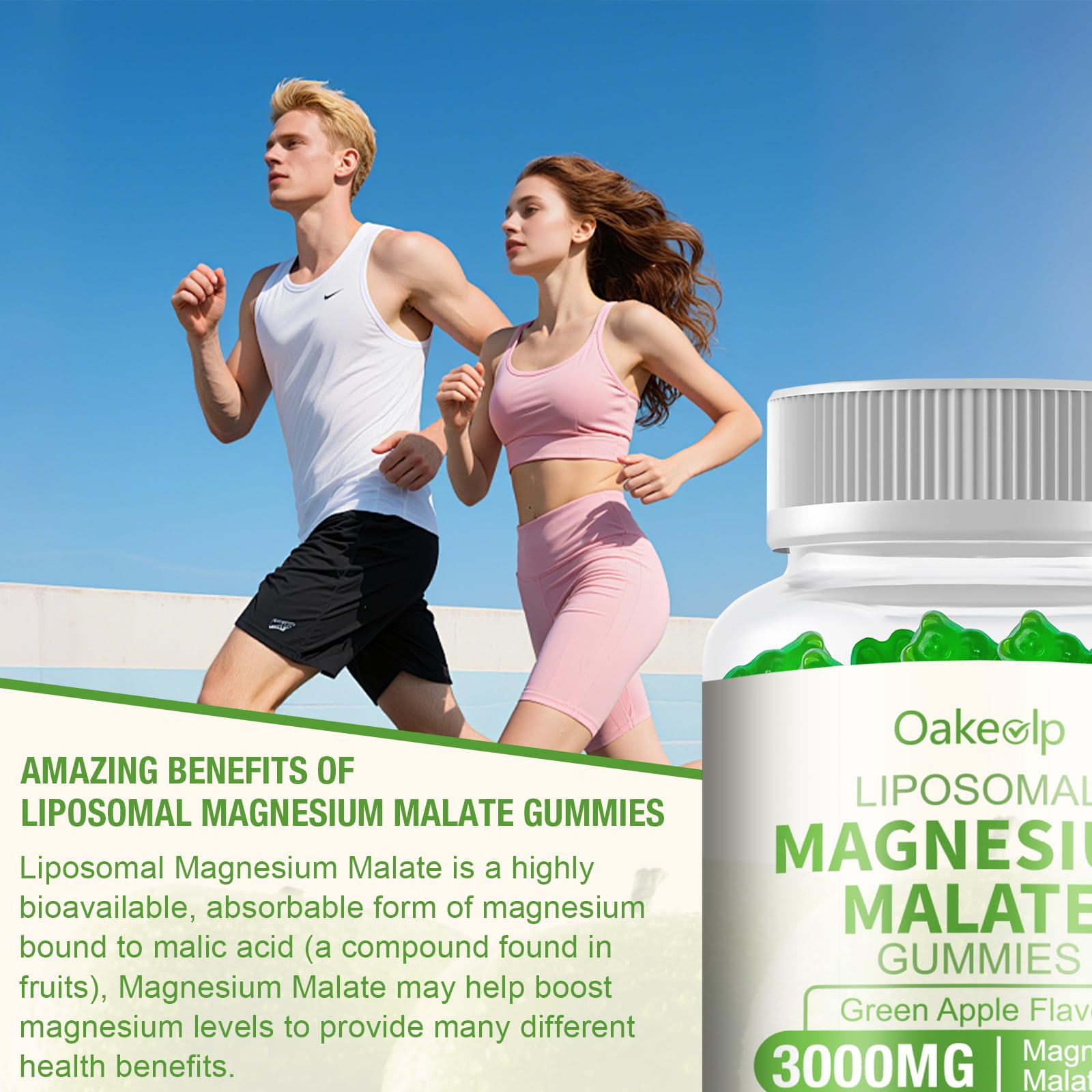 Oakevlp D3 zinc calcium folate bottle promotes bone health and immune foundation.