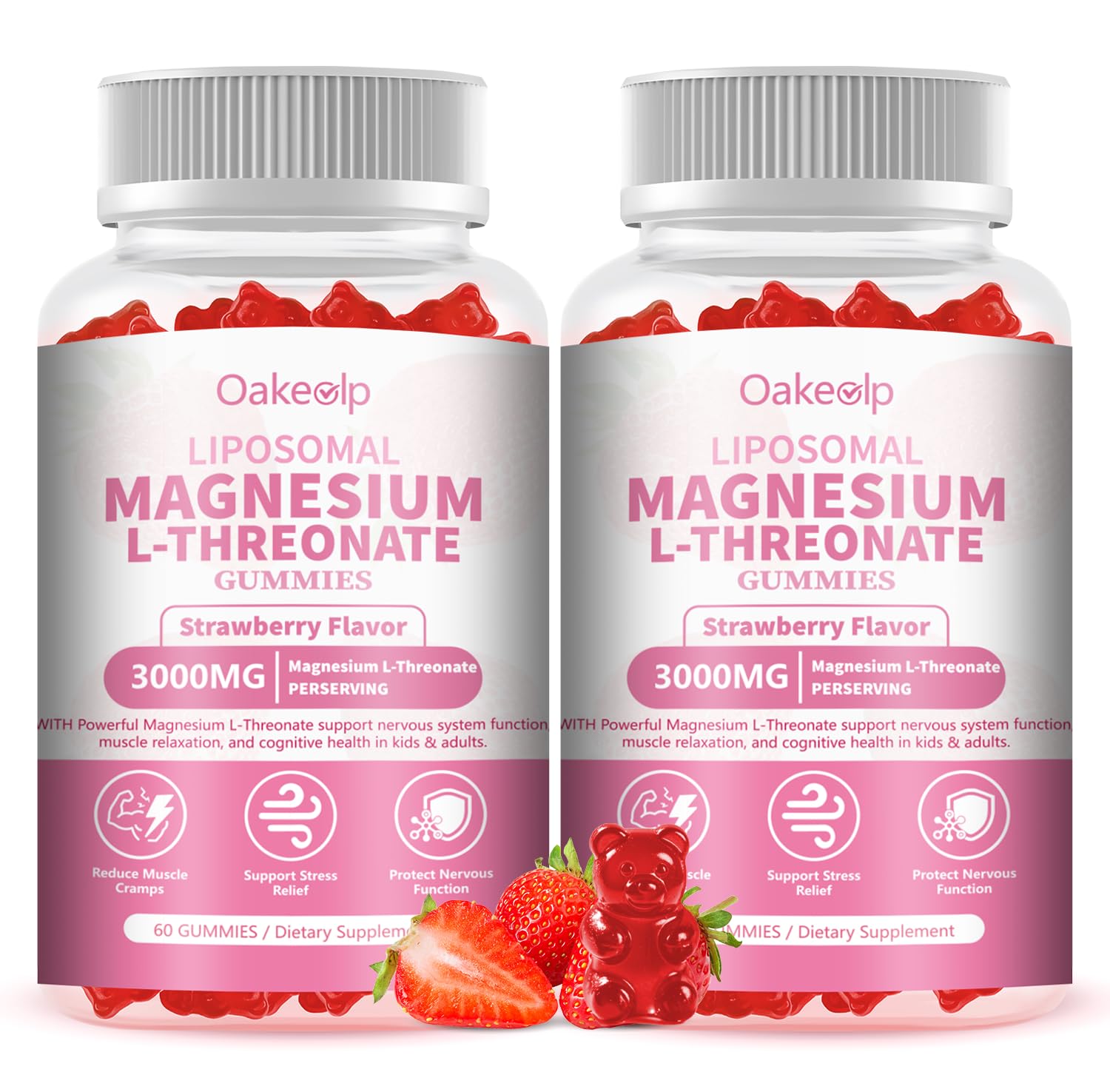 Oakevlp liposomal magnesium threonate gummies pack showing high-potency formula for daily support