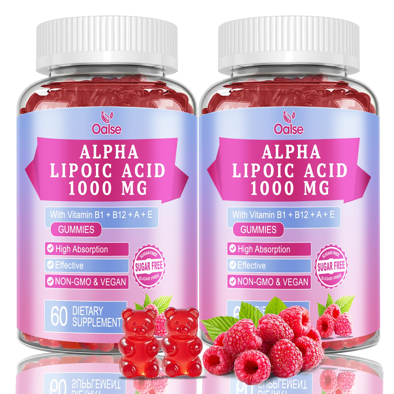 OALSE Alpha Lipoic Acid Gummies raspberry bottle for daily energy support