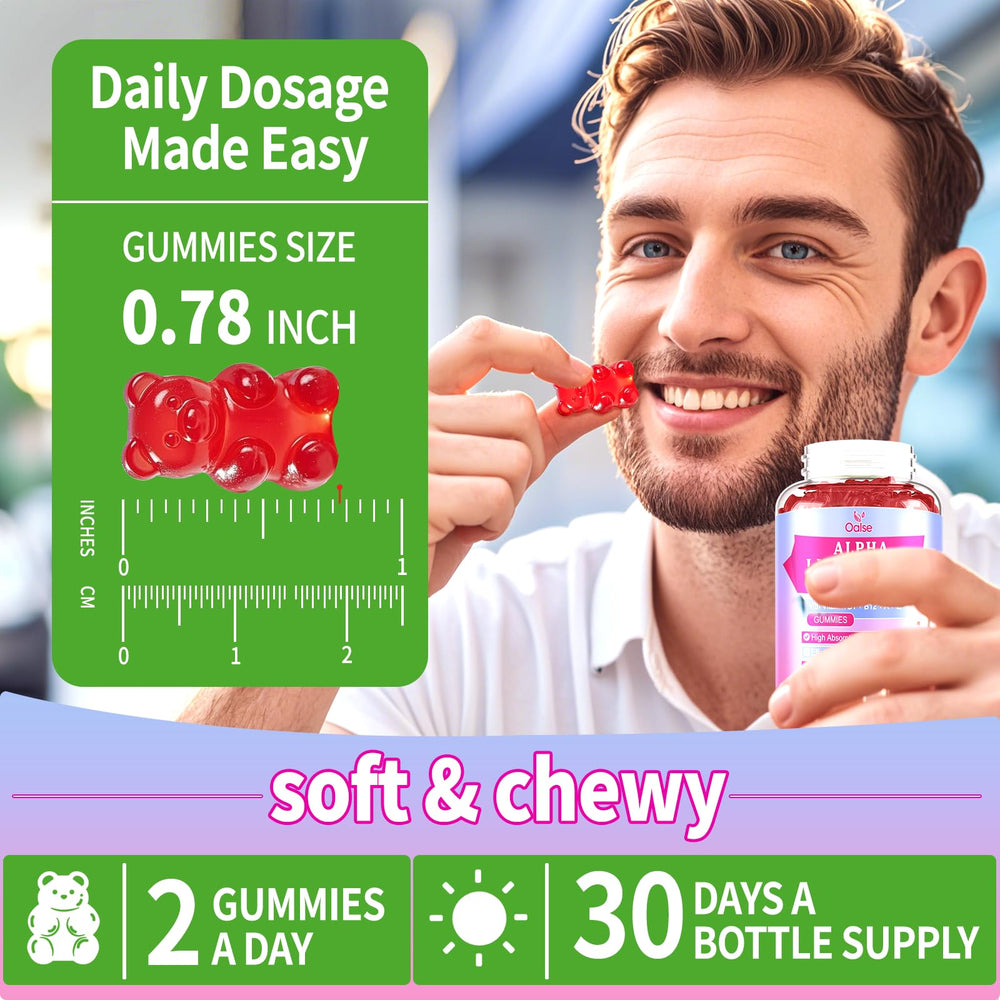 Close-up of OALSE raspberry flavor gummies