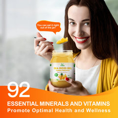 OALSE Sea Moss Gel poured into tea or dessert—versatile flavor companion.