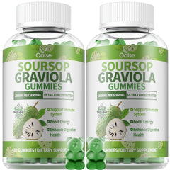 OALSE Soursop Gummies bottle showing sugar-free vegan formula for daily immune support.