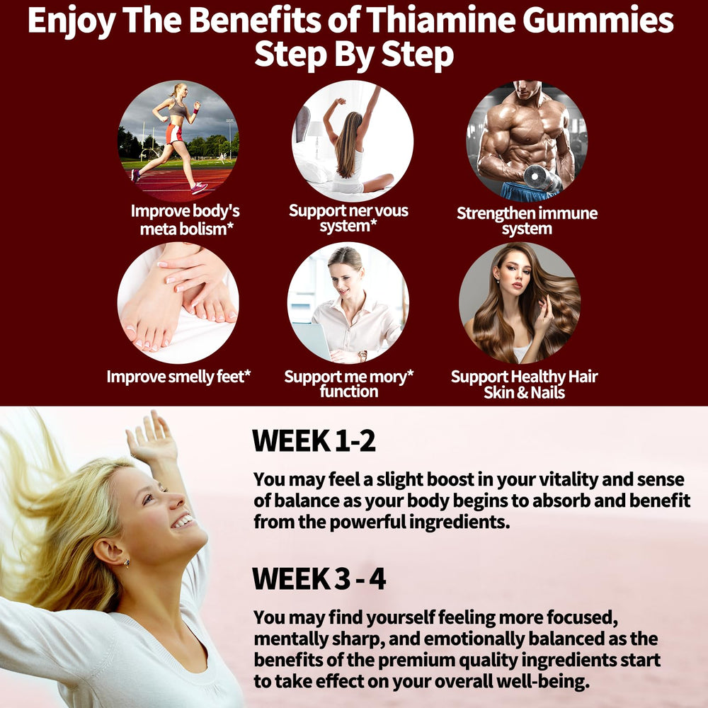 OALSE Thiamine B1 Gummies ingredients panel highlighting nutrient blend.