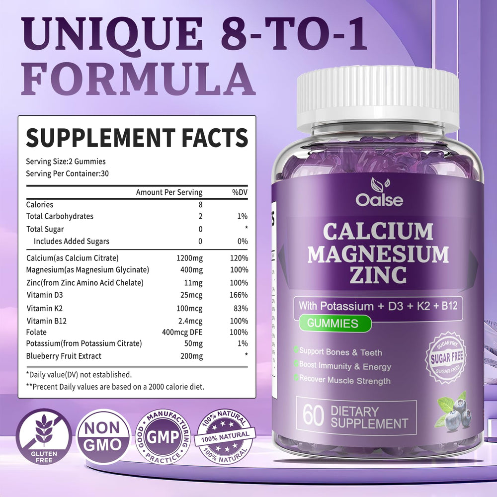 OALSE vegan sugar-free gummies in blueberry flavor for daily supplementation