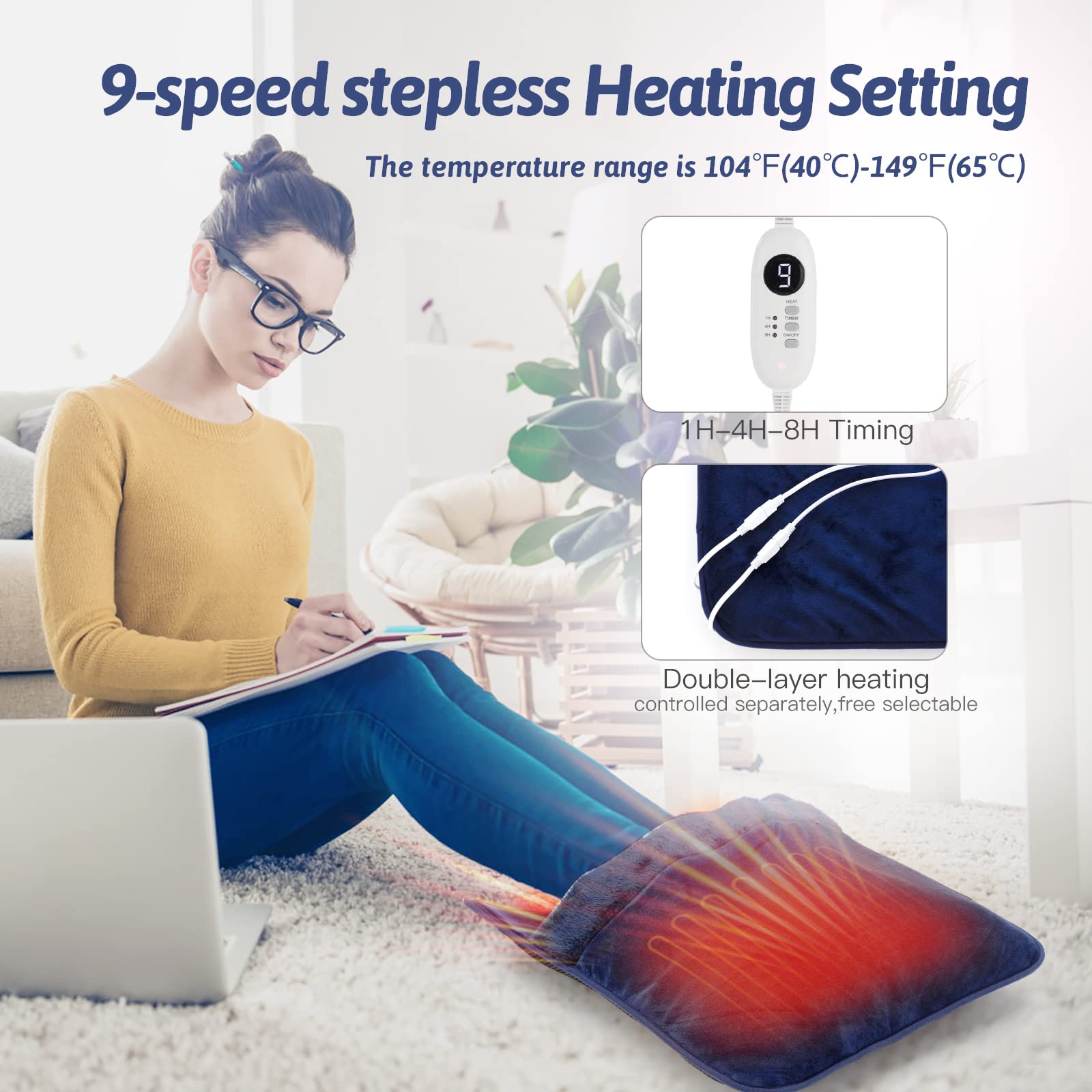 OANUIEM Foot Warmer features Non-Slip Sole for safe placement on desks.