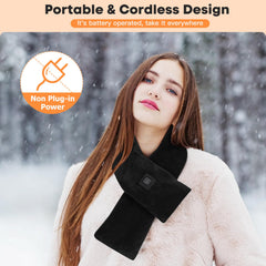 OANUIEM heated neck wrap control button close-up shows easy 3-heat level adjustment.
