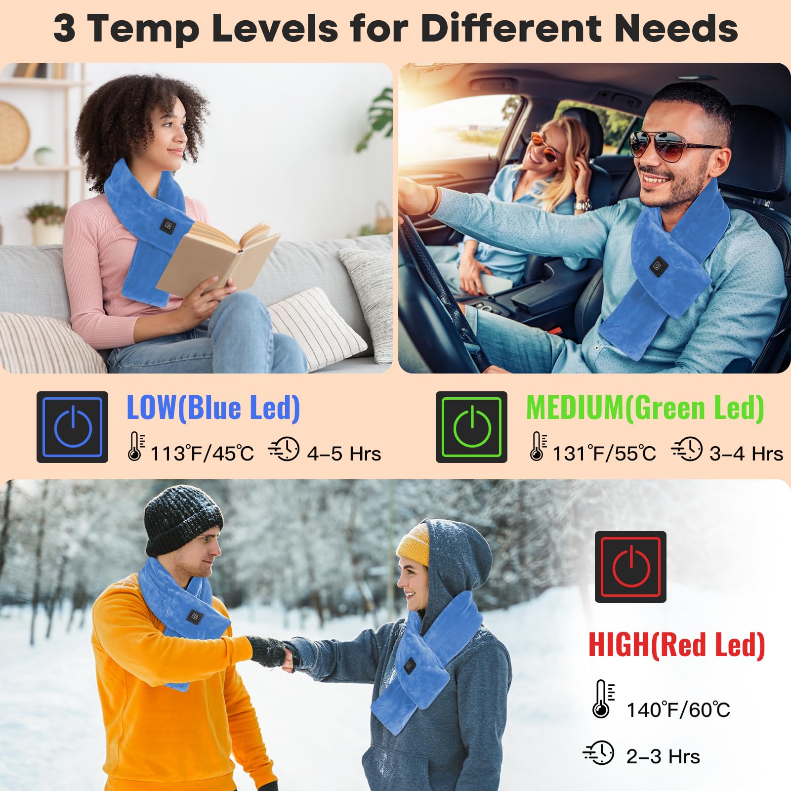 Back heating area provides targeted neck warmth for relief.