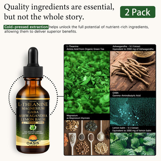 OASIS FORCE L-Theanine Drops dropper dispensing 2 ml for convenient daily use.