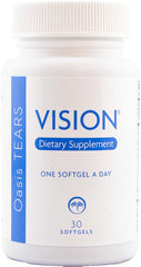 Oasis TEARS VISION softgels close-up for convenient daily dosage.
