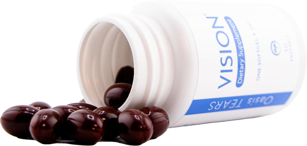 Oasis TEARS VISION zeaxanthin lutein blend visual focus for daytime eye comfort.