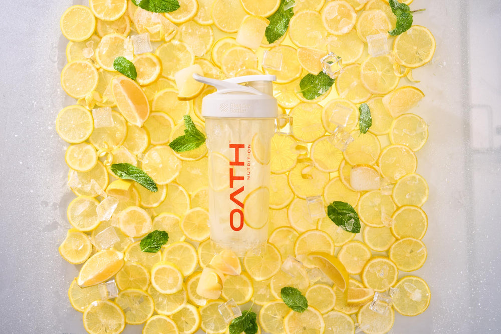 Oath Clear Whey Frosty Lemonade enjoyed at the beach during training.