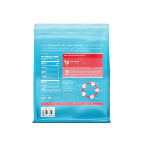 Oath Nutrition Clear Whey scoop shows 20g protein per serving for daily fueling.