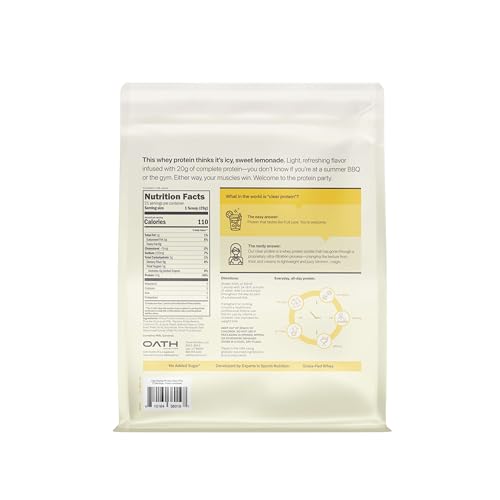 Oath Nutrition Clear Whey Isolate Frosty Lemonade glass shows a juice like protein sip