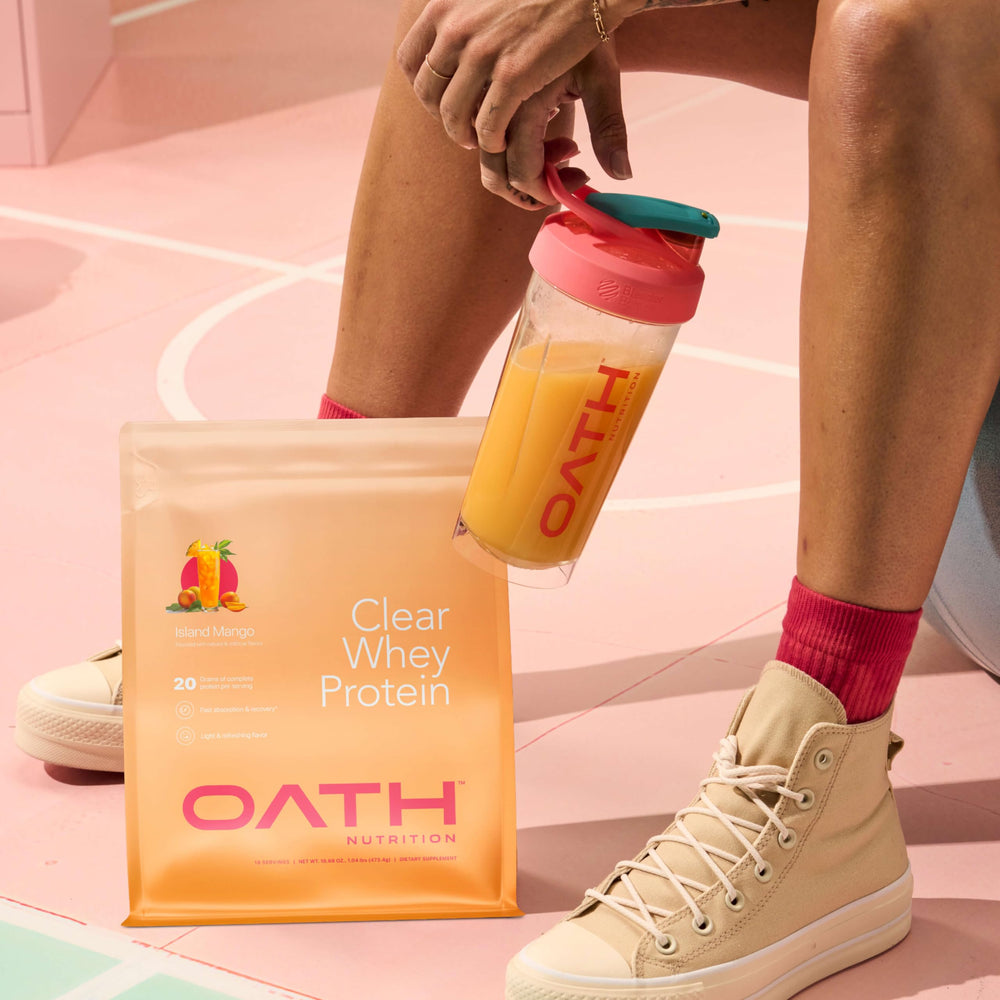 Oath Island Mango recovery shake offers convenient post-workout option.