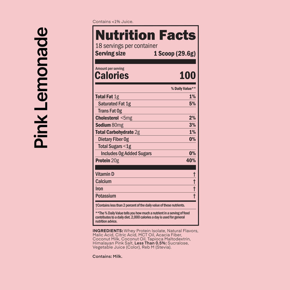 Scoop beside tub of Oath Clear Whey with 20g protein per serving.
