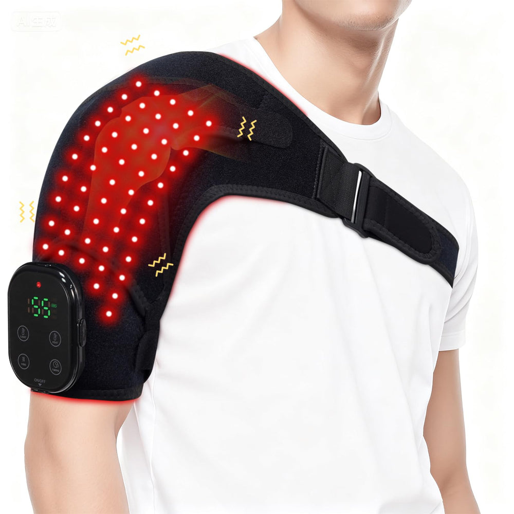 ObigaVc cordless shoulder heating pad front view for targeted relief and flexibility