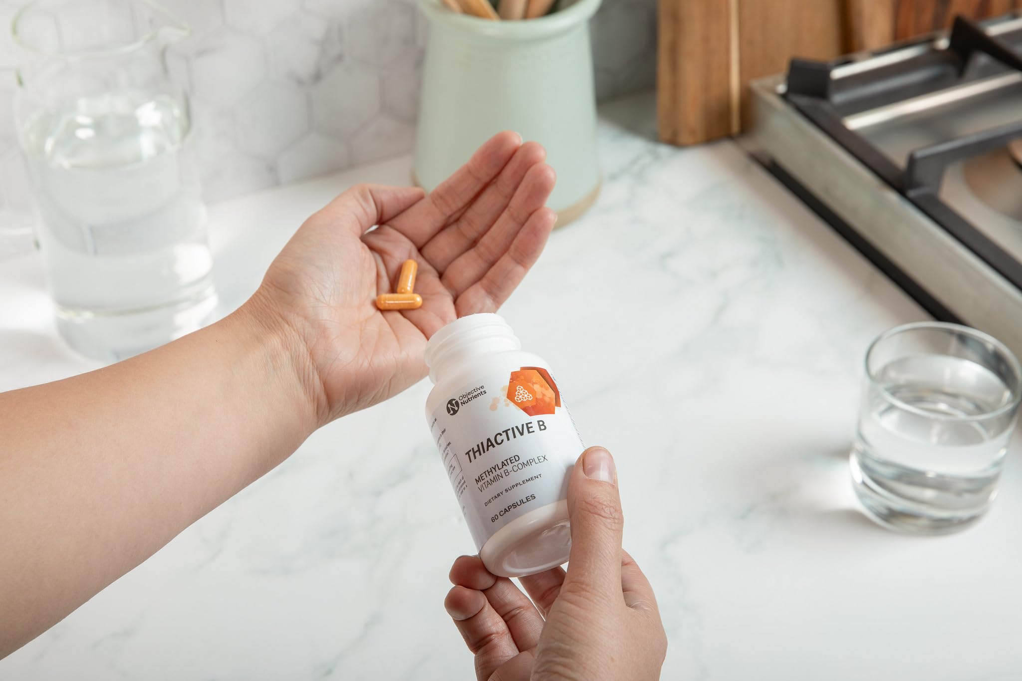 Objective Nutrients ThiActive B Complex packaging and USA-made quality claim