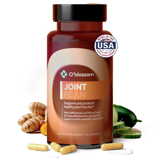 O'blossom Joint Rejuv bottle for daily joint support and easy intake.