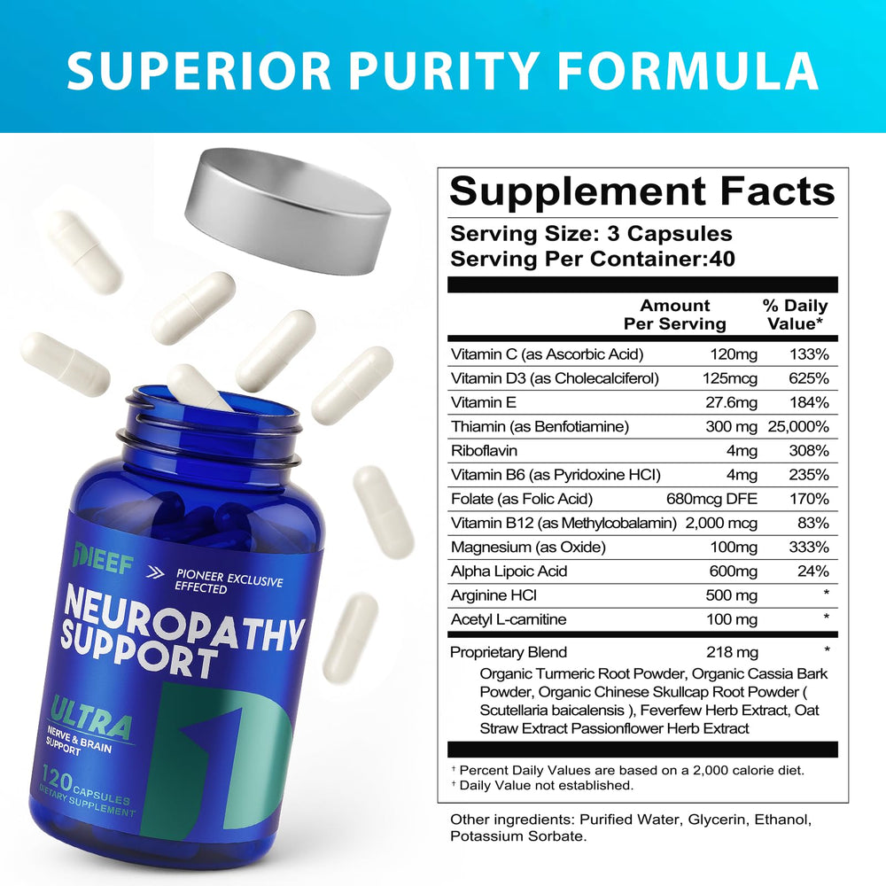 obnobm Nerve Savior capsules closeup highlighting alpha lipoic acid content